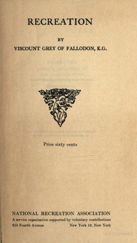 Cover for Recreation.