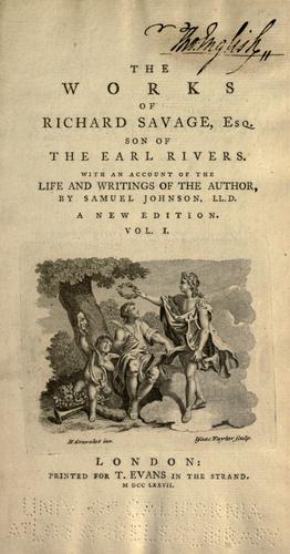 Cover for The works of Richard Savage ...