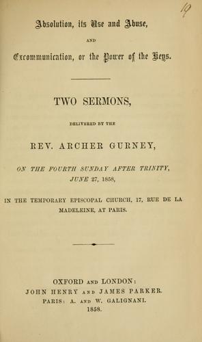 Cover for Absolution, its use and abuse and