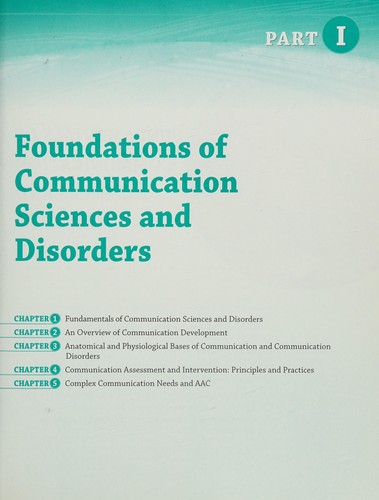 Cover for Communication sciences and disorders