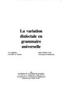 Cover for La variation dialectale en grammaire universelle
