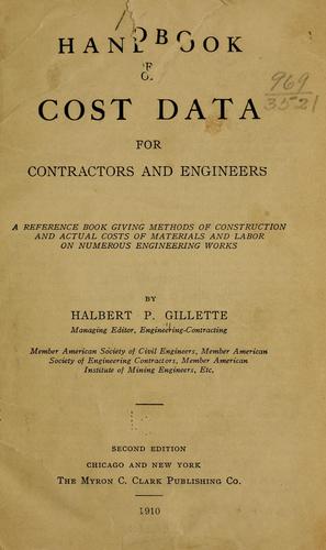 Cover for Handbook of cost data for contractors and engineers