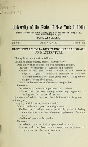 Cover for Elementary syllabus in English language and literature