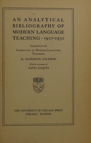 Cover for An analytical bibliography of modern language teaching