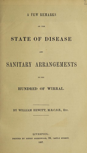 Cover for A few remarks on the state of disease and sanitary arrangements in the Hundred of Wirral