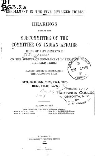 Cover for Enrollment in the five civilized tribes