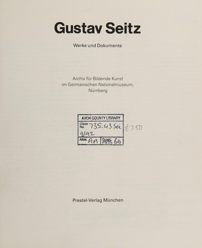 Cover for Gustav Seitz