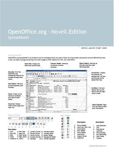Cover for OpenOffice.org Spreadsheet Quick Start Card