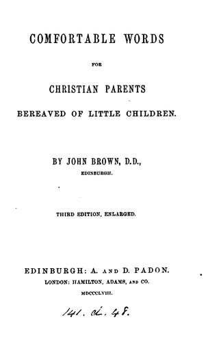 Cover for Comfortable words for Christian parents bereaved of little children