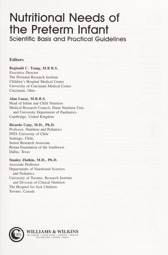 Cover for Nutritional needs of the preterm infant