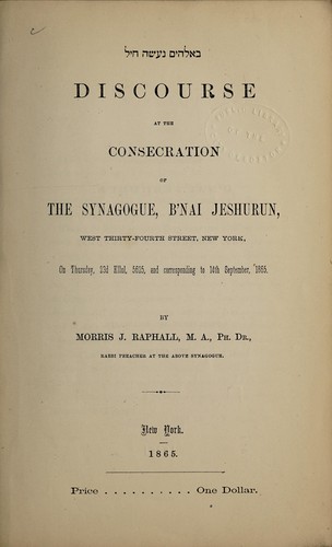 Cover for Discourse at the consecration