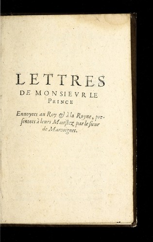 Cover for Lettres de Monsieur le prince