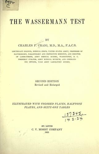 Cover for Wassermann test.