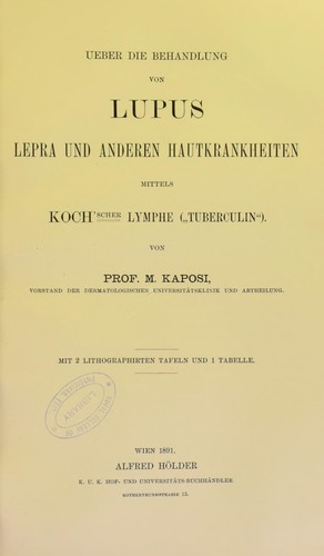 Cover for Ueber die Behandlung von Lupus, Lepra und anderen Hautkrankheiten mittels Koch'scher Lymphe ("Tuberculin")