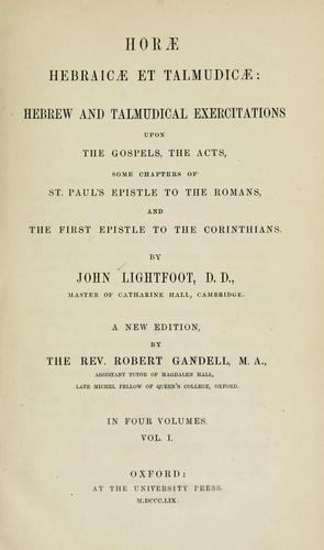 Cover for Horæ hebraicæ et talmudicæ