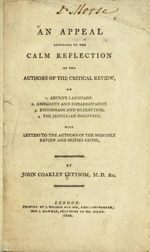 Cover for An appeal addressed to the calm reflection of the author of the Critical Review