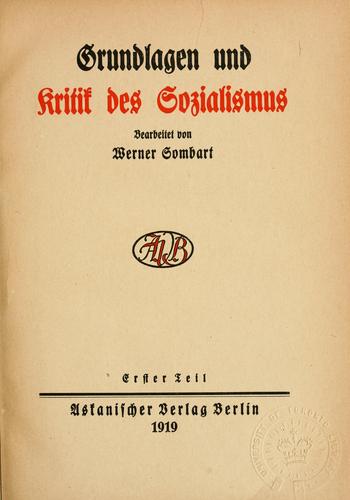 Cover for Grundlagen und Kritik des Sozialismus