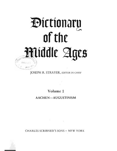 Cover for Dictionary of the Middle Ages