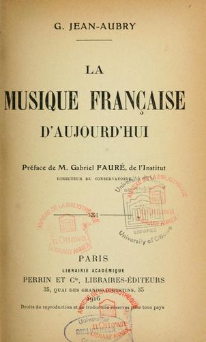 Cover for La musique française d'aujourd'hui