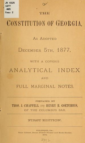 Cover for The constitution of Georgia