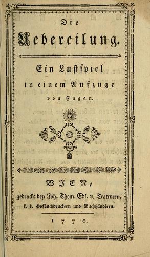 Cover for Die Uebereilung
