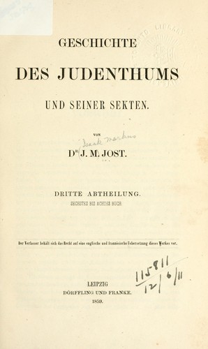 Cover for Geschichte des Judenthums und seiner Secten