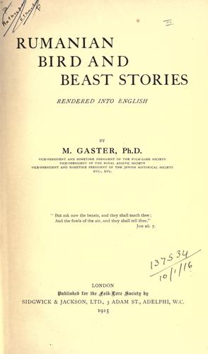 Cover for Rumanian bird and beast stories