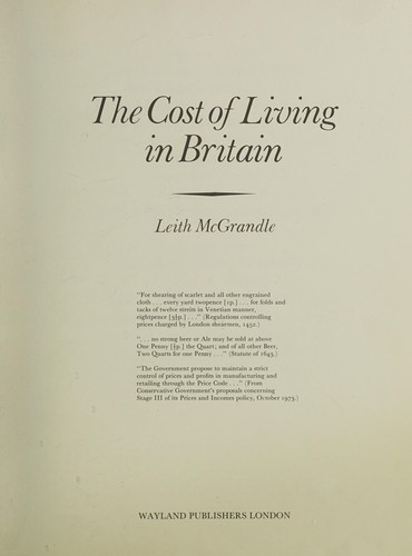 Cover for The cost of living in Britain.