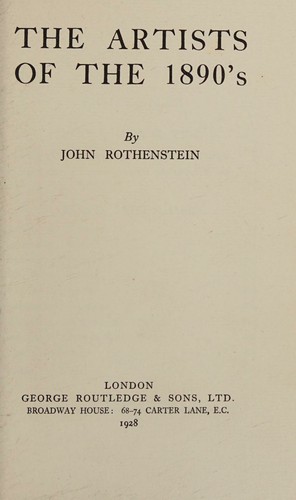 Cover for The artists of the 1890's