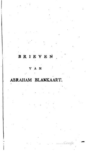 Cover for Brieven van Abraham Blankaart