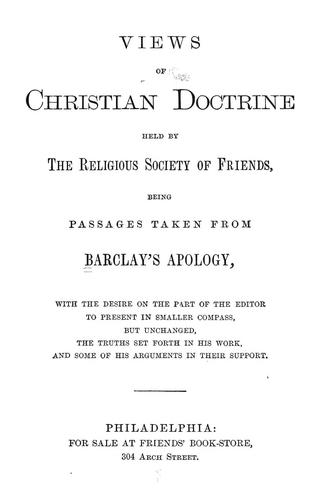 Cover for Views of Christian doctrine held by the Religious Society of Friends