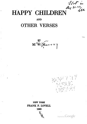 Cover for Happy children, and other verses