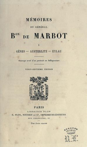 Cover for M©Øemoires du g©Øen©Øeral bon de Marbot