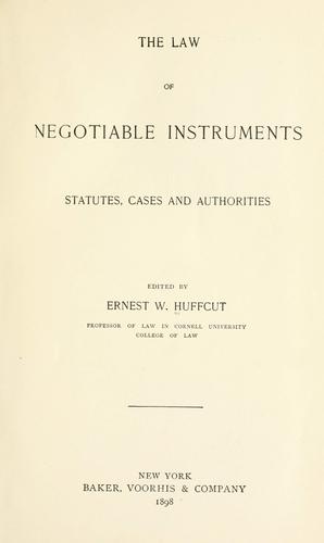 Cover for The Law of negotiable instruments