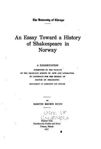 Cover for essay toward a history of Shakespeare in Norway ...