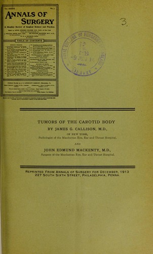 Cover for Tumors of the carotid body