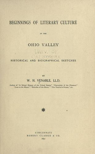 Cover for Beginnings of literary culture in the Ohio Valley