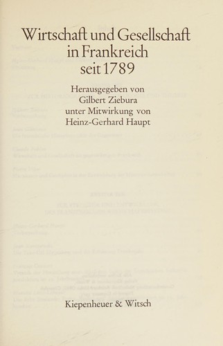 Cover for Wirtschaft und Gesellschaft in Frankreich seit 1789