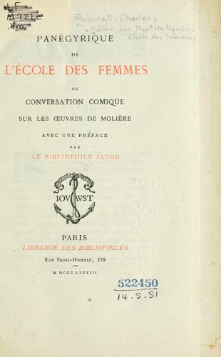 Cover for Panégyrique de L'école des femmes
