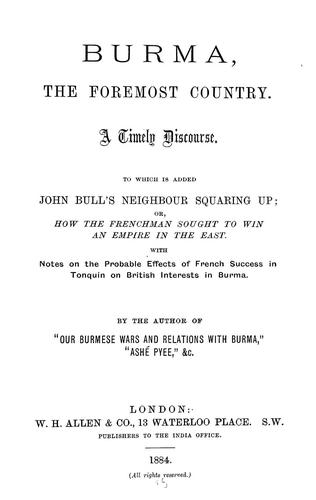 Cover for Burma, the foremost country