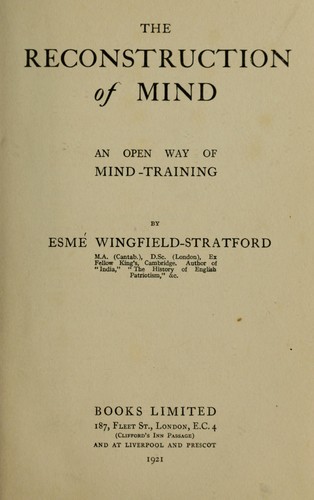 Cover for The reconstruction of mind