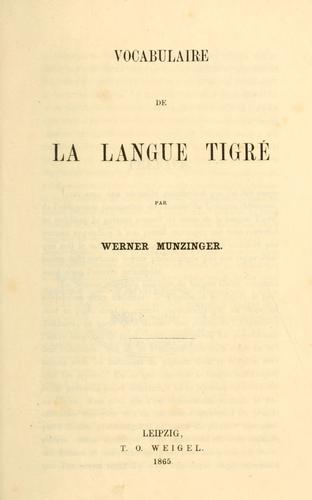 Cover for Vocabulaire de la langue tigré.