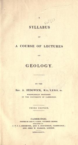 Cover for A syllabus of a course of lectures on geology by A. Sedgwick.