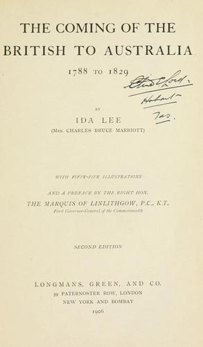 Cover for coming of the British to Australia, 1788 to 1829
