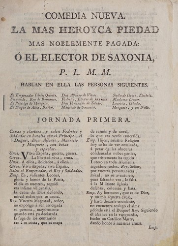 Cover for La más heroyca piedad más noblemente pagada, o, El elector de Saxonia