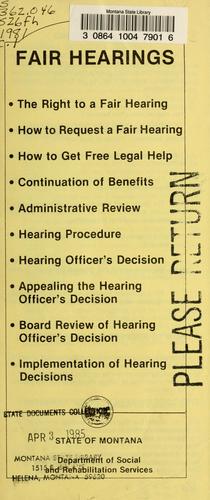 Cover for Fair hearings