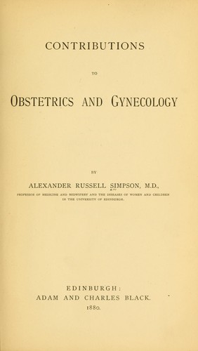 Cover for Contributions to obstetrics and gynecology