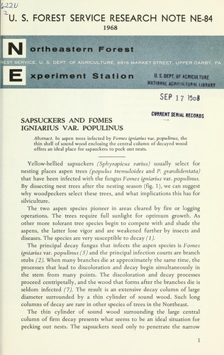 Cover for Sapsuckers and Fomes igniarius var. populinus