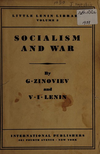 Cover for Socialism and war