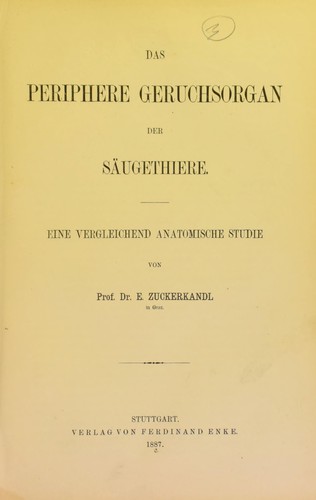 Cover for Das periphere Geruchsorgan der Säugethiere